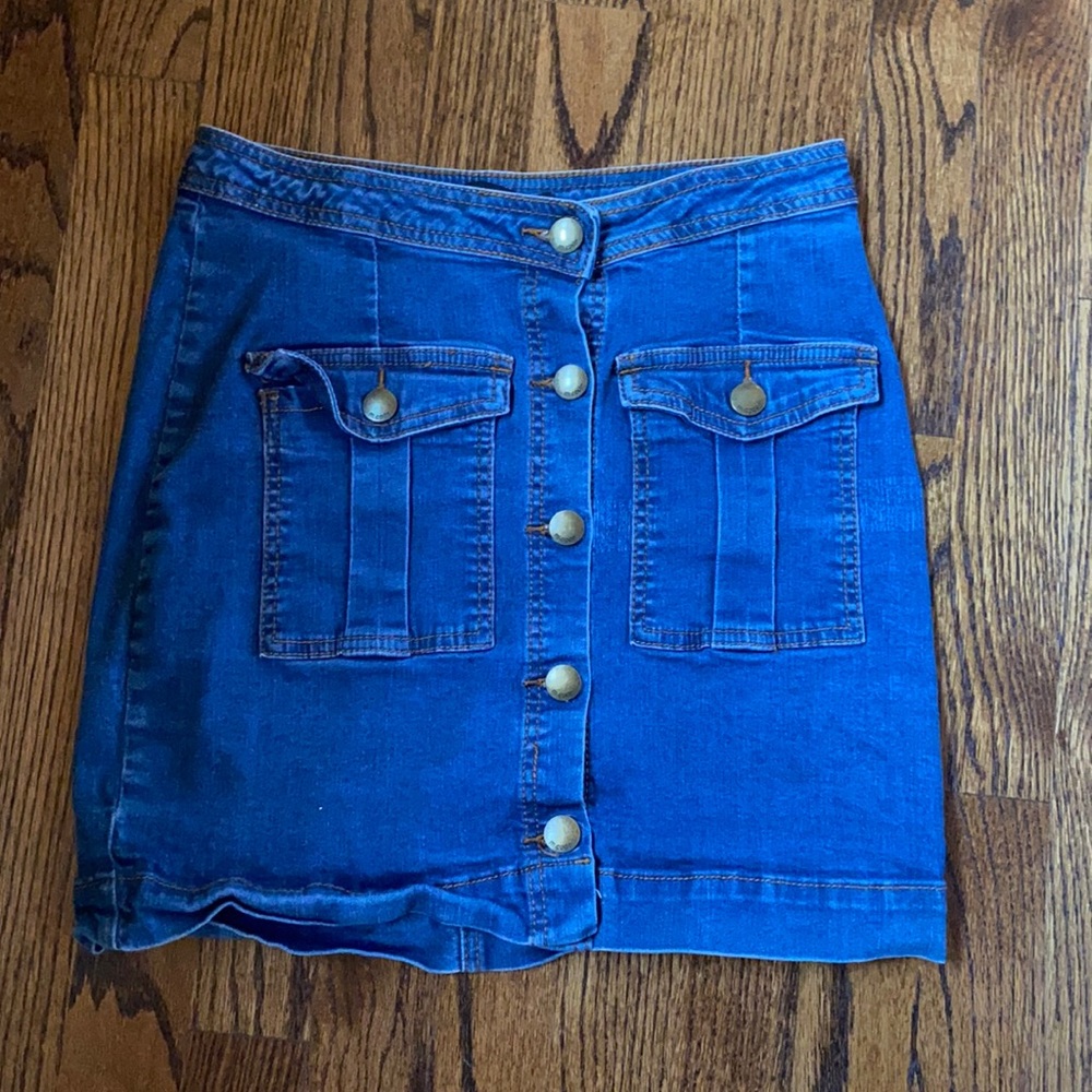 denim mini skirt